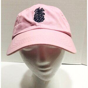Tori Richard Embroidered Pineapple Pink Baseball Hat Cotton Adjustable One Size